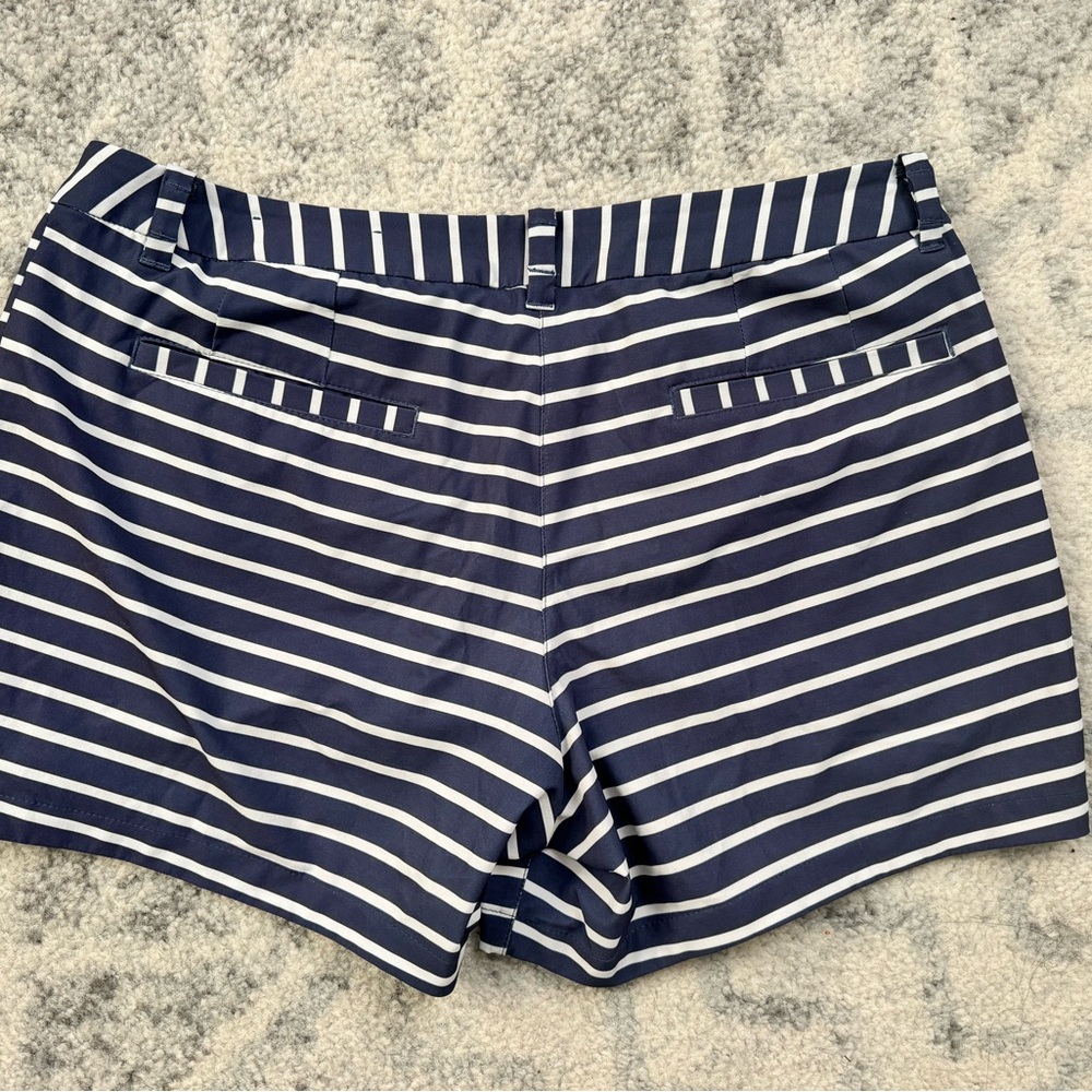 Nike Navy and White Striped Women's Athletic Shorts